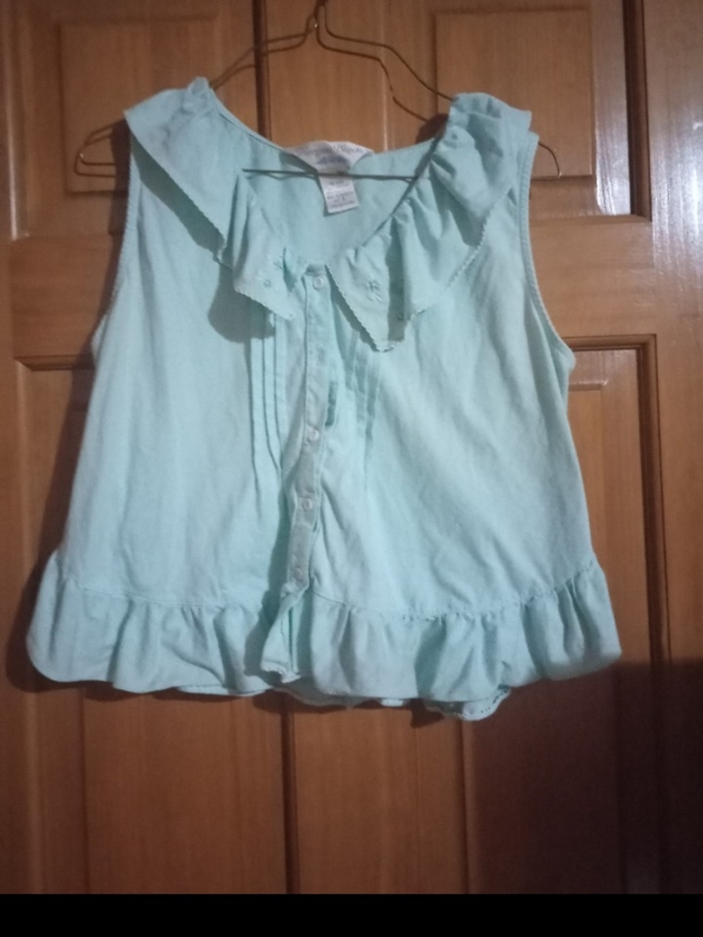 Kids Sleeveless Ruffle Button-Front Pajama Top - Mint Green